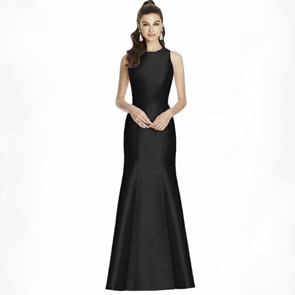 WORN ONCE - Alfred Sung Black Dupioni Trumpet Gown